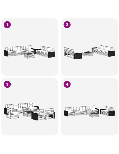 Set di divani da esterno 8 pcs Naturale e Antracite