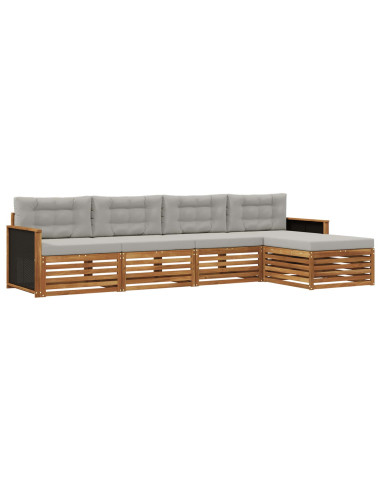 Set di divani da esterno 5 pcs Naturale e Grigio Chiaro