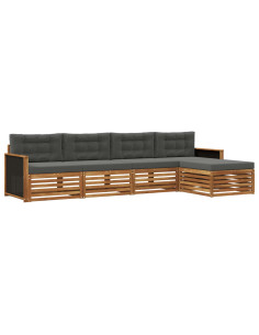 Set di divani da esterno 5 pcs Naturale e Antracite Poliestere 2