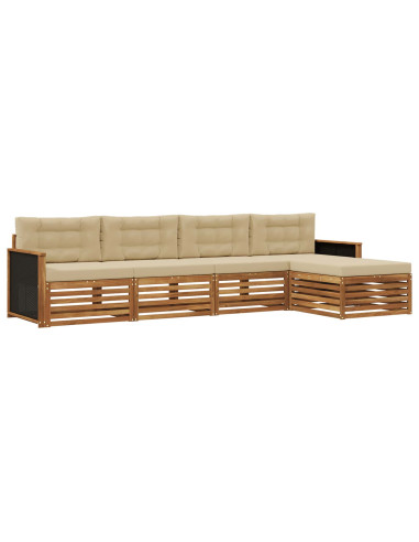 Set di divani da esterno 5 pcs Naturale e Beige Poliestere