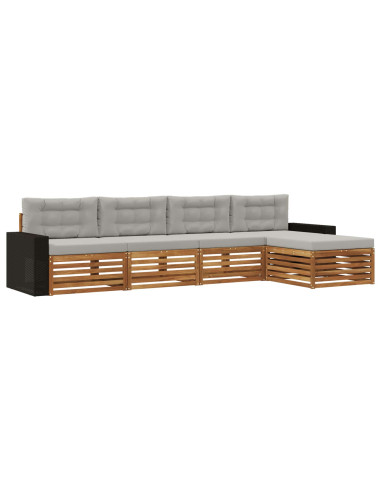 Set di divani da esterno 5 pcs Naturale e Grigio Chiaro