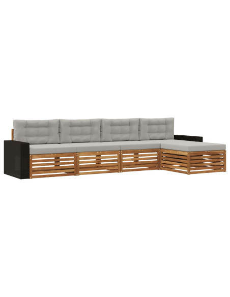 Set di divani da esterno 5 pcs Naturale e Grigio Chiaro
