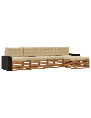 Set di divani da esterno 5 pcs Naturale e Beige Poliestere