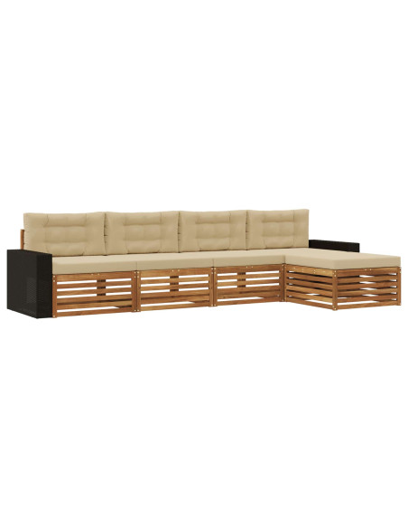 Set di divani da esterno 5 pcs Naturale e Beige Poliestere