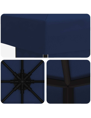 Gazebo 3 x 3 m Blu Poliestere e Acciaio 190