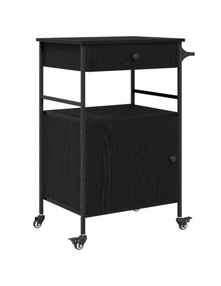 Carrello da Cucina Rovere Nero 56 x 43 x 89,5 cm