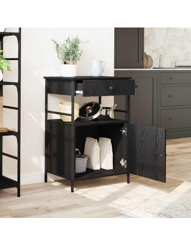 Carrello da Cucina Rovere Nero 56 x 43 x 89,5 cm
