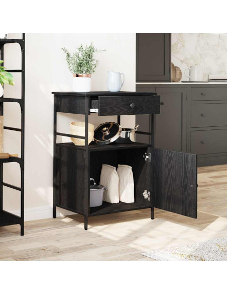 Carrello da Cucina Rovere Nero 56 x 43 x 89,5 cm