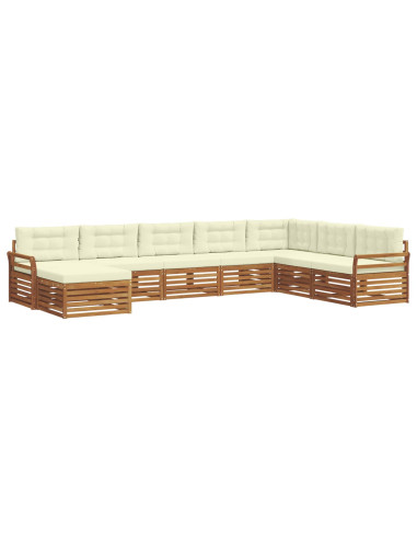 Set divani 8 pcs Naturale e Crema Legno di Acacia Massello