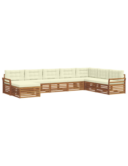 Set divani 8 pcs Naturale e Crema Legno di Acacia Massello