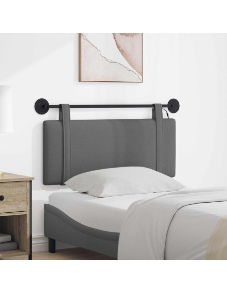 Testiera sospesa Con luce LED Grigio Scuro Tessuto