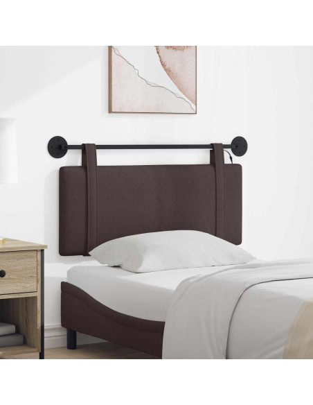 Testiera sospesa Con luce LED Marrone Scuro Tessuto