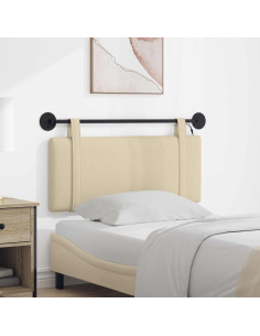 Testiera sospesa Con luce LED Crema Tessuto