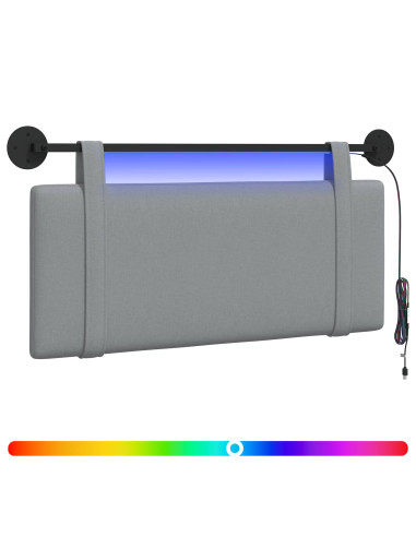 Testiera sospesa Con luce LED Grigio Chiaro Tessuto