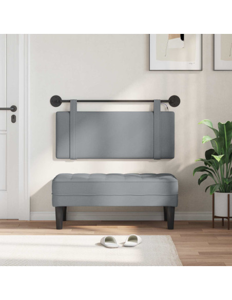 Testiera sospesa Con luce LED Grigio Chiaro Tessuto