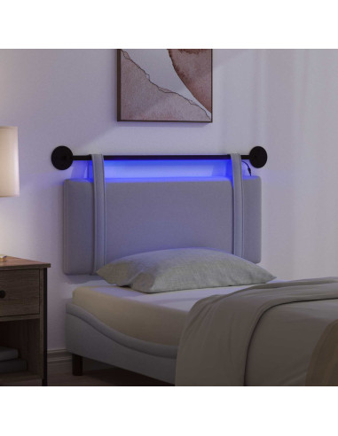 Testiera sospesa Con luce LED Grigio Chiaro Tessuto