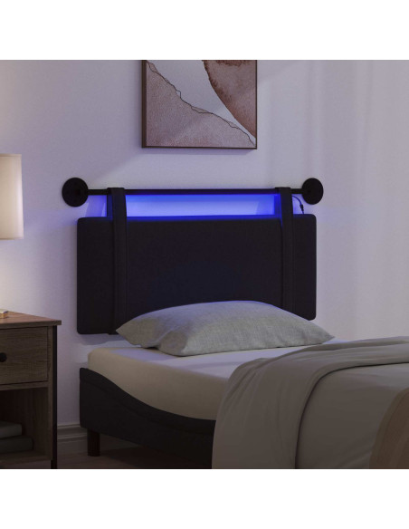 Testiera sospesa Con luce LED Nero Tessuto