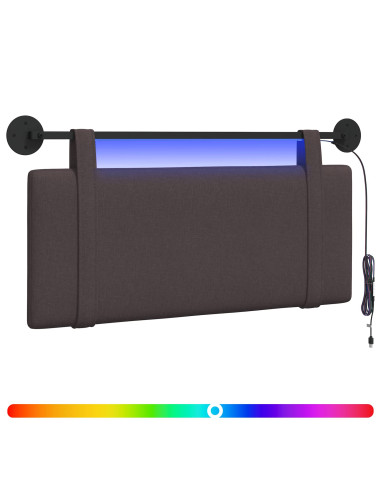 Testiera sospesa Con luce LED Marrone Scuro Tessuto