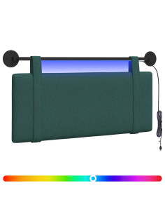 Testiera sospesa Con luce LED Verde Scuro Tessuto 2