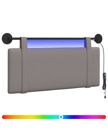 Testiera sospesa Con luce LED Tortora Tessuto