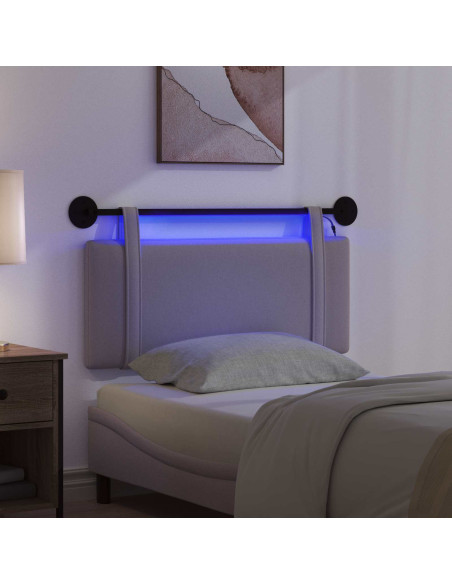 Testiera sospesa Con luce LED Tortora Tessuto