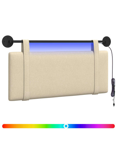 Testiera sospesa Con luce LED Crema Tessuto