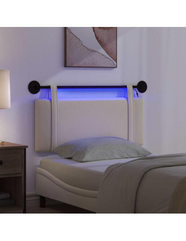 Testiera sospesa Con luce LED Crema Tessuto
