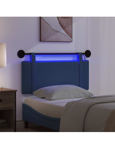 Testiera sospesa Con luce LED Blu Tessuto