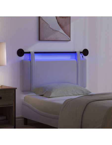 Testiera sospesa Con luce LED Bianco Tessuto