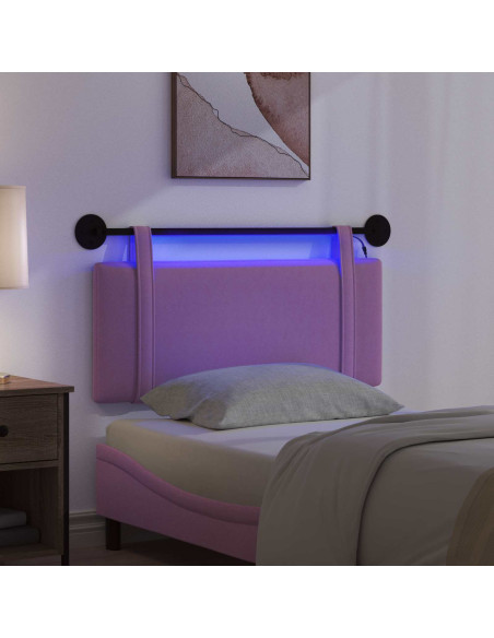 Testiera sospesa Con luce LED Rosa Tessuto