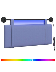 Testiera sospesa Con luce LED Blu jeans Tessuto 2