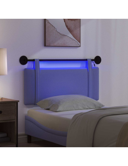 Testiera sospesa Con luce LED Blu jeans Tessuto
