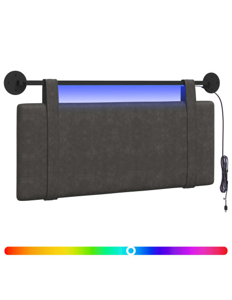 Testiera sospesa Con luce LED Nero PU Antico