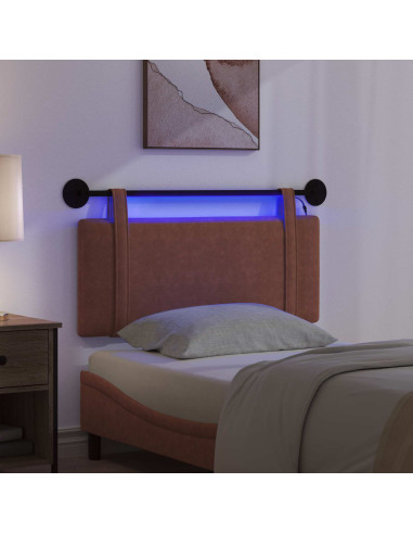 Testiera sospesa Con luce LED Marrone PU Antico