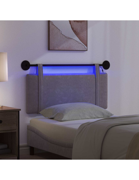 Testiera sospesa Con luce LED Grigio PU Antico