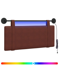 Testiera sospesa Con luce LED Marrone Lucido PU Antico 2