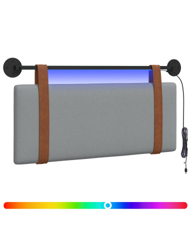 Testiera sospesa Con luce LED Grigio Chiaro PU Antico
