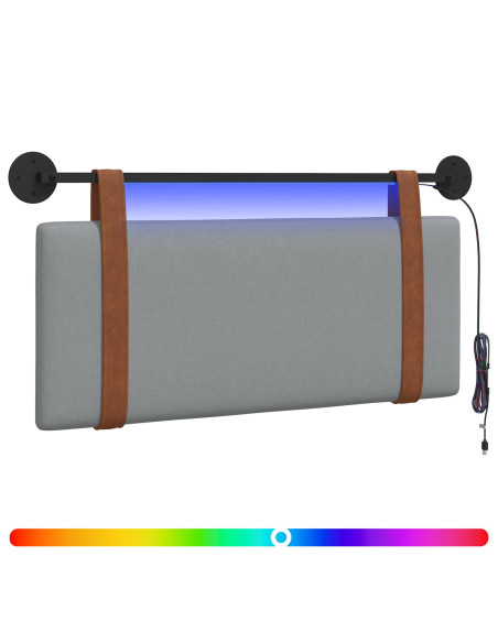 Testiera sospesa Con luce LED Grigio Chiaro PU Antico