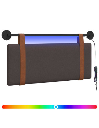 Testiera sospesa Con luce LED Marrone Scuro PU Antico