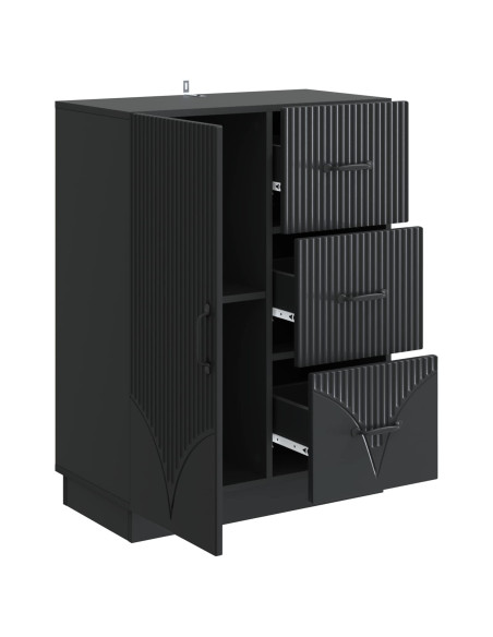 Credenza Nero 66 x 34,5 x 87 cm Legno ingegnerizzato