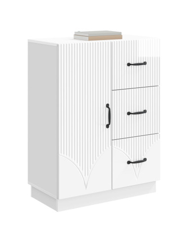 Credenza Bianco Lucido 66 x 34,5 x 87 cm Legno ingegnerizzato