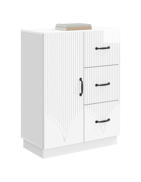 Credenza Bianco Lucido 66 x 34,5 x 87 cm Legno ingegnerizzato