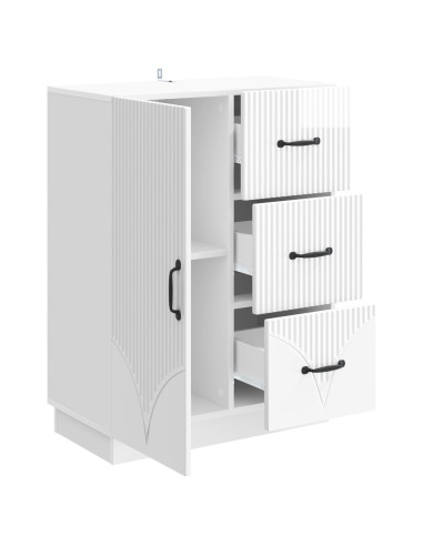 Credenza Bianco Lucido 66 x 34,5 x 87 cm Legno ingegnerizzato