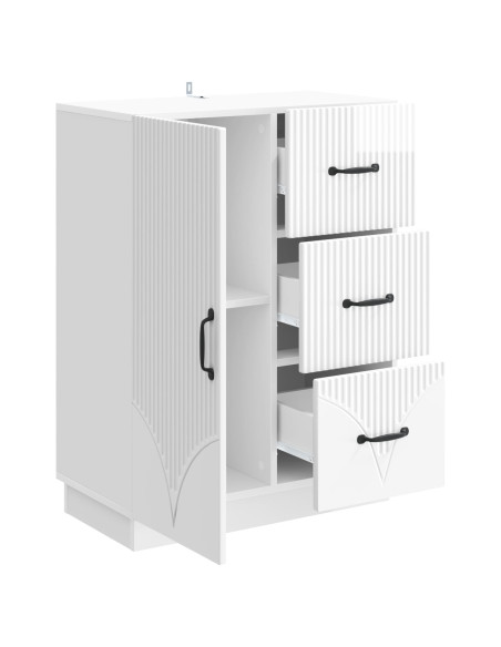 Credenza Bianco Lucido 66 x 34,5 x 87 cm Legno ingegnerizzato