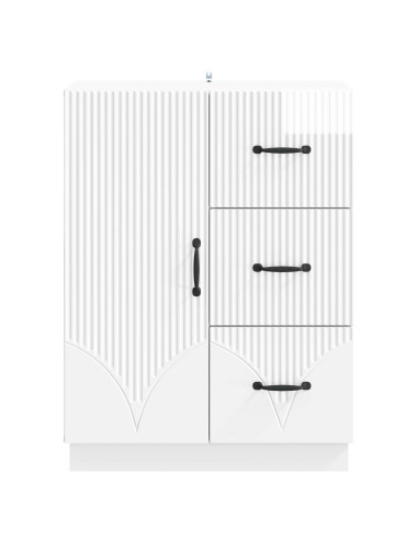 Credenza Bianco Lucido 66 x 34,5 x 87 cm Legno ingegnerizzato