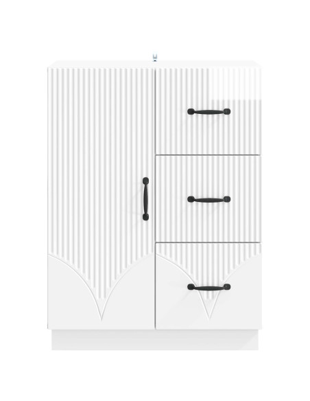 Credenza Bianco Lucido 66 x 34,5 x 87 cm Legno ingegnerizzato