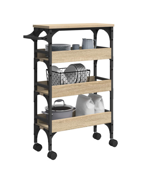 Carrello da Cucina Rovere Sonoma 53 x 20 x 76 cm