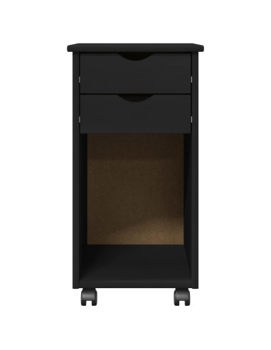 Mobile con Ruote Nero 34 x 39 x 65,5 cm Legno di pino massiccio