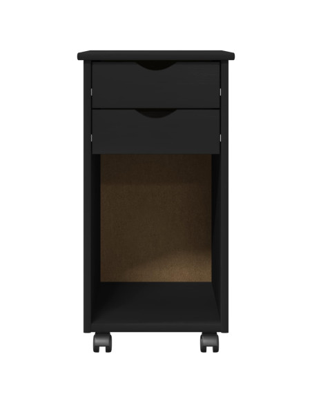 Mobile con Ruote Nero 34 x 39 x 65,5 cm Legno di pino massiccio