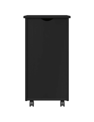Mobile con Ruote Nero 34 x 39 x 65,5 cm Legno di Pino Massello
